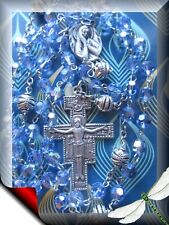 Our Lady of Sorrows Rosary  Vintage Swarovski Beads Blest Damiano Crucifix picture