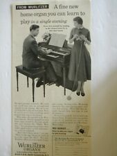 1954 WURLITZER ORGANS EPHEMERA WALL ART MUSIC Vintage Print AD 48 picture