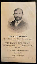 Vintage Advertising Dr. A.D. Haines, The Eye & Ear Specialist, Haines Optical Co picture