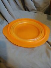 Tupperware Orange Flat Out Expandable 4 Cup Bowl 5453A-5 w/ lid 5455A-3 or 5 EUC picture