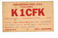Ham Radio Vintage QSL Card     K1CFK   1959   New Bedford, Mass. picture