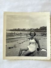 Snapshot Swimsuit Woman At The Beach - 1952 Vintage Photo - Lesbian Interest 50s picture