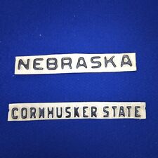 Vintage Nebraska Cornhusker State Embossed Stamped Enamel Metal Decals #1H picture