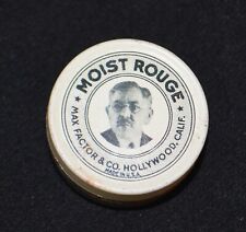 Vintage 1930's Max Factor Moist Rouge in Tiny Metal Tin Can Movie Make-Up UNUSED picture