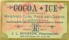 1880's-90's Cocoa Ice, J.L. Royston Pharmacist, St. Louis, MO Bottle Label F93 picture