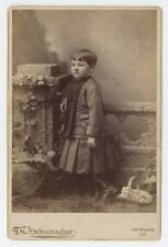 Antique c1880s ID'd Cabinet Card Little Girl Ella Grace Kindall Los Angeles, CA picture