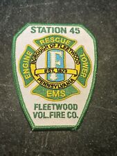 Fleetwood PA Fire Engine Rescue PATCH Iron On 4” EMT EMS Rare Station 45 Tower picture