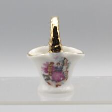 Vintage 1950's “Courting Couple” Basket Salt Cellar With Gilt Trim From Japan picture