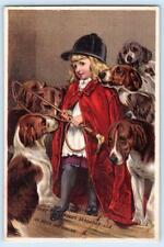 1880's HOOD'S SARSAPARILLA HOUND DOGS EQUESTRIAN QUACK MEDICINE TRADE CARD picture