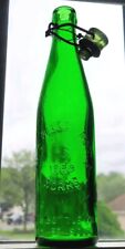 1888 Millville Bottle Works Antique Emerald Green Beer Bottle with Glass Stopper picture