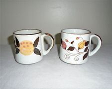 1970s Stoneware Coffee Mugs Korea Vintage Speckled Flowers Peach picture