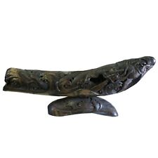 Chinese Bamboo Carved Artistic Curved Boat Shape Dragon Figure Display cs5222 picture