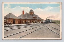 Postcard Union Depot w/ Train in Owatonna Minnesota, Vintage L2 picture