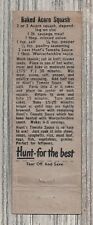 Matchbook Cover-Hunts Tomato Sauce Recipe Baked Acorn Squash-9972 picture