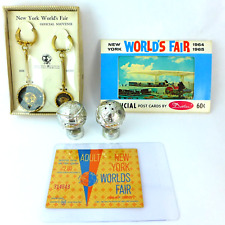 1964-65 New York Worlds Fair Souvenir Lot Postcards Salt Pepper Shaker Keychains picture