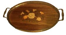 Vintage French Wood inlaid Marquetry Serving tray Nice picture