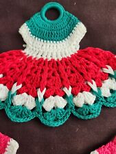 Handmade vintage Crochet Pot Holders, Dress Potholders, Crocheted... picture