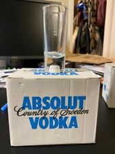 Shot glasses set of 6 Absolut Vodka, new in box, white drop in base picture