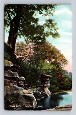 Zanesville OH-Ohio, Along Shoreline, Cedar Rock, Antique Vintage c1909 Postcard picture