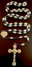 Vintage Genuine Mother Pearl MOP 5 Decade Rosary Silver Filled Crucifix & Center picture