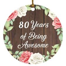 80th Birthday 80 Years Of Being Awesome - Circle Ornament A picture