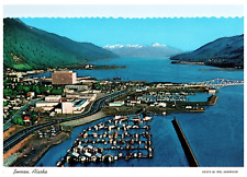 Aerial View Juneau Alaska, Capitol,Gastineau Channel, Douglas Bridge AK Postcard picture