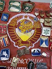 Vintage Soviet USSR 65 Pins Pennant Sports Military Political Cities Lenin CCCP picture