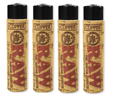 4 Big Size Clipper Lighters Refillable Adjustable Raw Eco CORK Cover Hand Sewn picture
