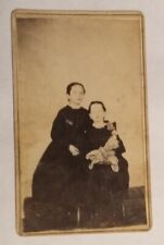 Antique CDV- Girls W/ Toy Victorian Doll 1800s Early Photo Card Vintage Children picture