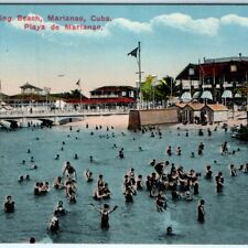c1910s Marianao, Cuba Bathing Beach Swimming Litho Photo Postcard Playa Kids A43 picture