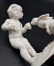 Vintage Hutschenreuther Porcelain Child Feeding Bunny Rabbit Figurine 1950s picture