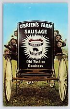 c1950s~Waverly New York NY~O'Briens Restaurant~Famous Farm Sausage~VTG Postcard picture