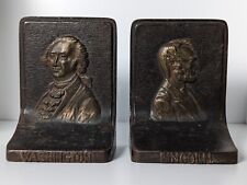 Antique Bradley & Hubbard Cast Iron Bookends USA Presidents Washington Lincoln picture