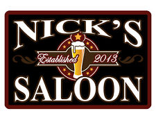 PERSONALIZED SALOON/BAR SIGN YOUR NAME DATE CUSTOM FULL COLOR ALUMINUM 12X18 353 picture
