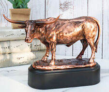 Lifelike North American Texas Longhorn Cow Steer Bull Bronzed Resin Figurine picture