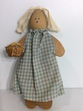 Wooden Doll Painted Face Country Primitive Farmhouse Decor 11 in picture