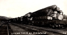 RPPC Logging Railroad Cars Portola California CA VINTAGE Postcard EKC 1940-1950 picture
