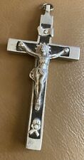 Vintage Crucifix Cross Germany Silver & Ebony 3-1/2