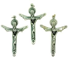 Holy Trinity Cross Silver Tone Silhouette Crucifix Pendant, Lot of 3, 2 Inch picture