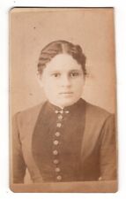 CIRCA 1870s CDV GORGEOUS YOUNG LADY IN DRESS BATAVIA NEW YORK C.W. TALLMAN picture