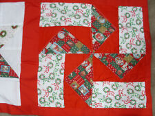 Holiday Christmas Table Runner Folk Art Traditional Patchwork Quilted 56 x 13.5 picture