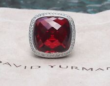 David Yurman Sterling Silver 20mm Albion Ring Garnet with Diamonds size 6.75 picture