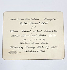 1908 Prince Edward Island Association Invitation Eighth Annual Ball Antique picture