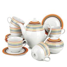 14pc Antique Mosaic Czech Porcelain Tea Service Set FIne China Tea Set 14/6 picture