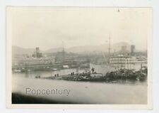 Vintage Photograph 1930s China Hong Kong Docks Wharf Ships Sharp Photo picture
