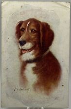 Antique 1909 Happy Panting Dog Portrait Postcard picture