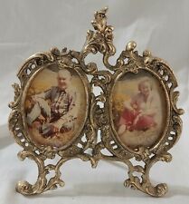 VINTAGE CHIC VICTORAIN ORNATE GOLDGILT DOUBLE PICTURE FRAME SELF STANDING SHABBY picture