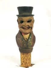 Vintage ANRI Bottle Stopper Hand Carved Painted Wood  Mechanical Man picture