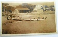 RARE PHOTO OF A CANOE, BEING WORKED ON, KAILUA HAWAII EARLY 19TH C. VERY CLEAN picture