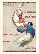 1952 football  los angeles Dallas Texans Program metal tin sign wall art picture
